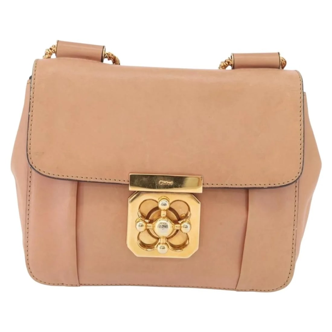 Chloe Elsie Chain pink leather shoulder bag: Chloe Elsie Chain pink leather shoulder bag The Chloe Elsie Chain Shoulder Bag is crafted from pink leather and features a chain shoulder strap. Designed for women, this bag is made in Italy. It shows