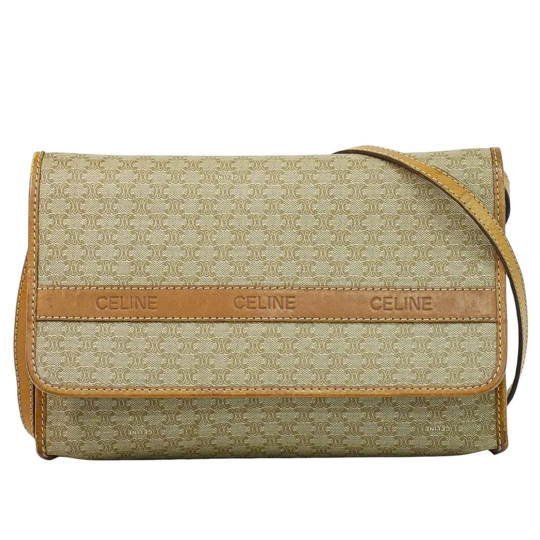 Celine Vintage Macadam Shoulder Bag Beige Canvas Italy: Celine Vintage Macadam Shoulder Bag Beige Canvas Italy This Celine Vintage Macadam shoulder bag is crafted from beige canvas and features the classic Macadam pattern. Designed for women, it showcases 