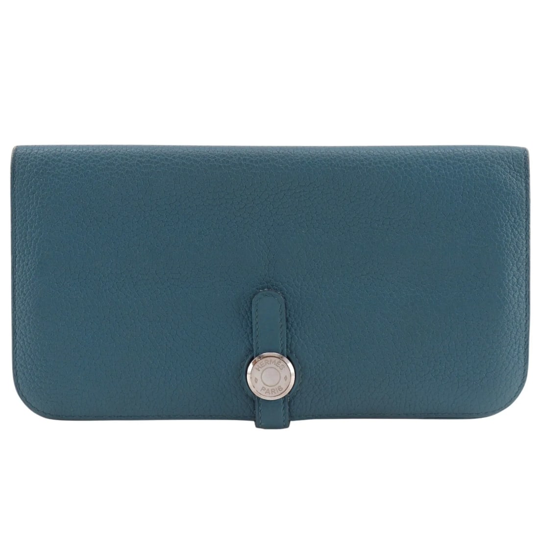 Hermes Dogon Recto Verso Blue Leather Wallet: Hermes Dogon Recto Verso Blue Leather Wallet Hermes Dogon Recto Verso wallet in blue leather. This piece is in fair, usable condition, with scratches and minor stains on the exterior, minor stains and