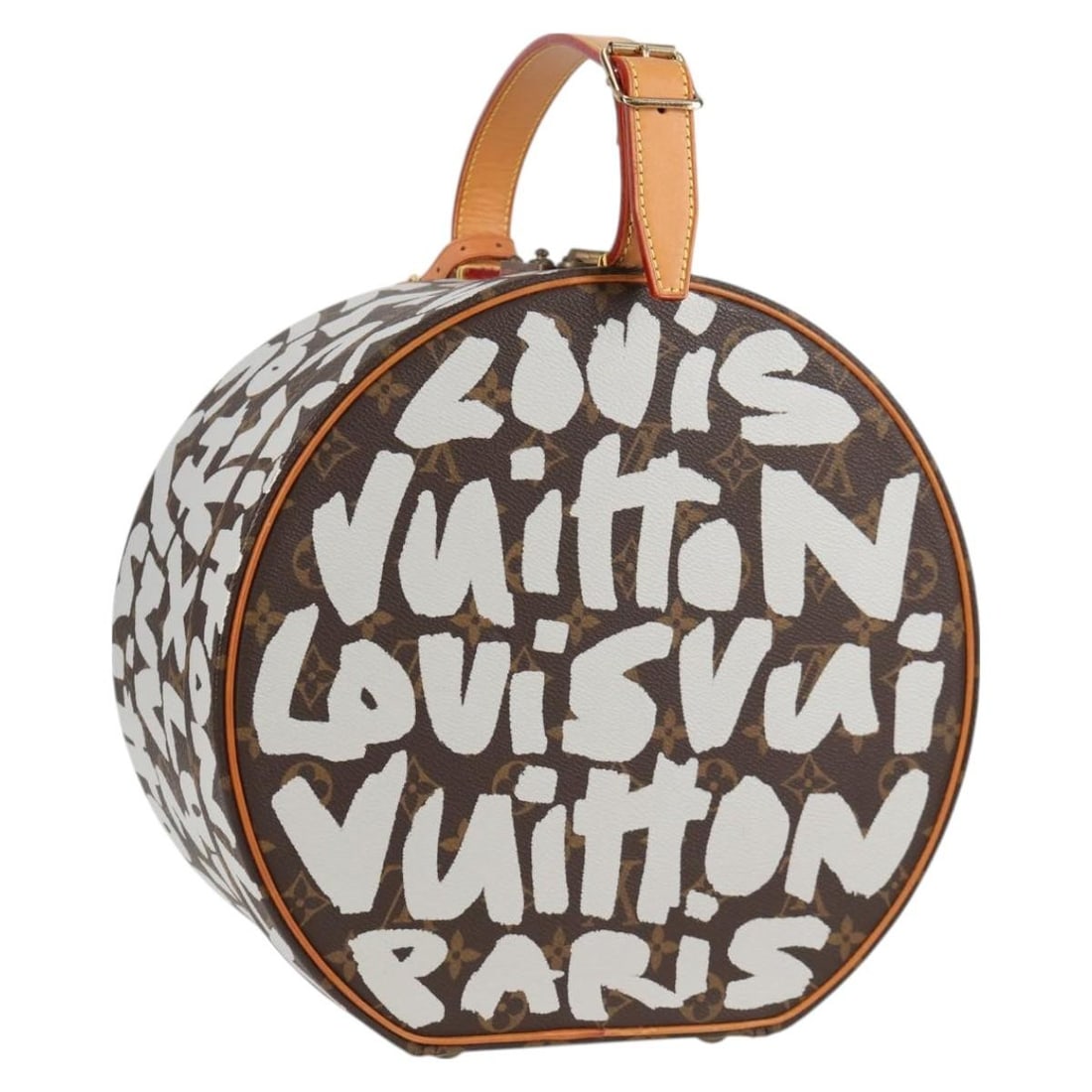 Louis Vuitton M92186 Boite Shapo Necktie Case Monogram Graffiti White: Louis Vuitton M92186 Boite Shapo Necktie Case Monogram Graffiti White This Louis Vuitton Boite Shapo is a necktie case crafted in Monogram Graffiti Canvas in Monogram and White, made in France. It com