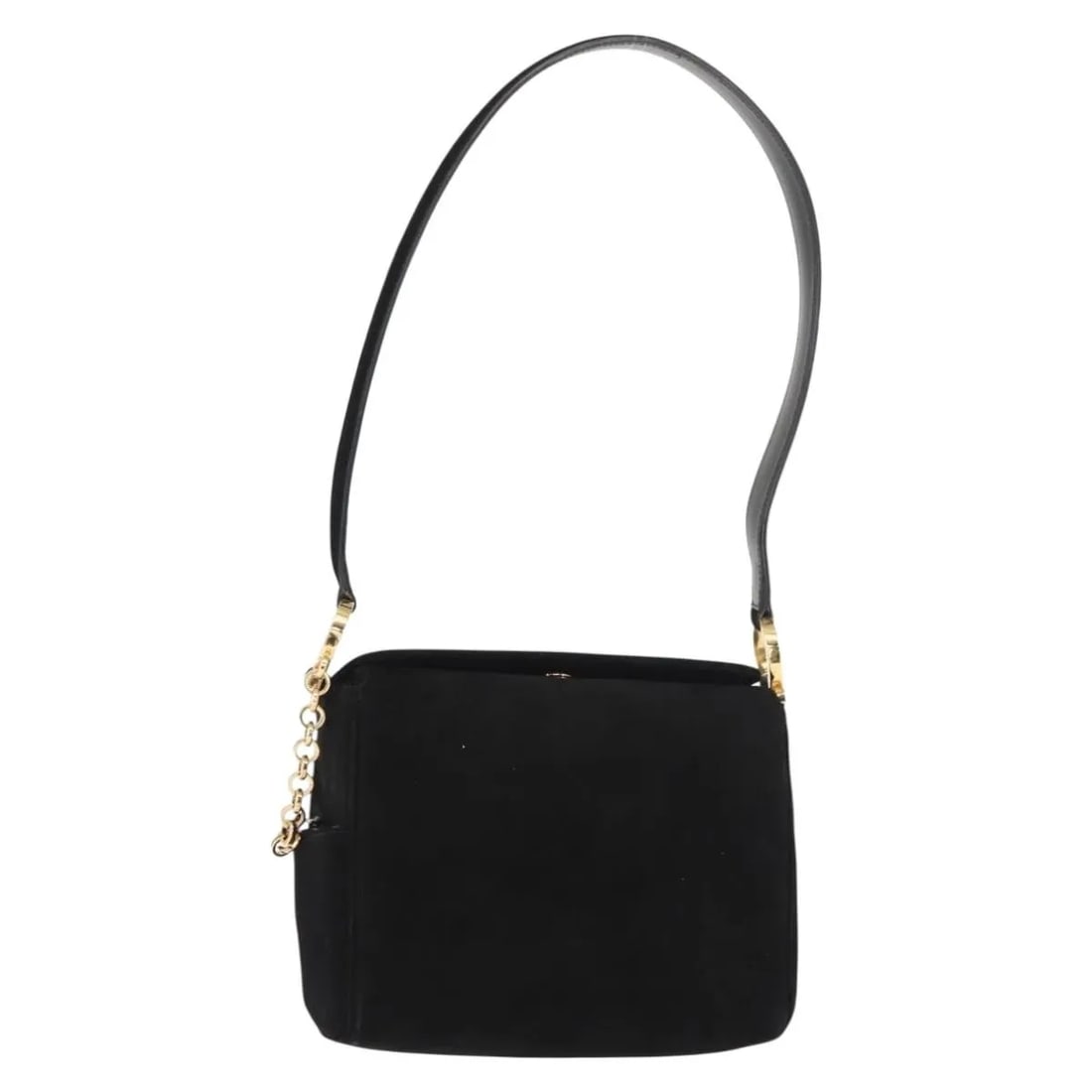 Black Suede Shoulder Bag Salvatore Ferragamo Gancini: Black Suede Shoulder Bag Salvatore Ferragamo Gancini This Salvatore Ferragamo Gancini shoulder bag for women features black suede material and a compact design. It is pre-owned with minor signs of use