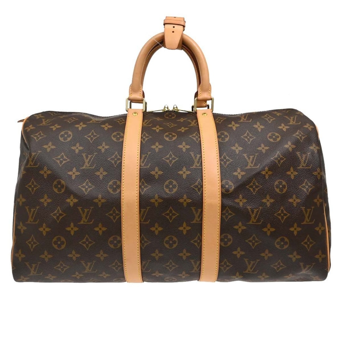 Louis Vuitton Keepall 45 Monogram Canvas Vintage Travel Duffle Bag: Louis Vuitton Keepall 45 Monogram Canvas Vintage Travel Duffle Bag Vintage Louis Vuitton Keepall 45 travel duffle handbag in brown Monogram canvas with leather trim and double handles. This unisex ext
