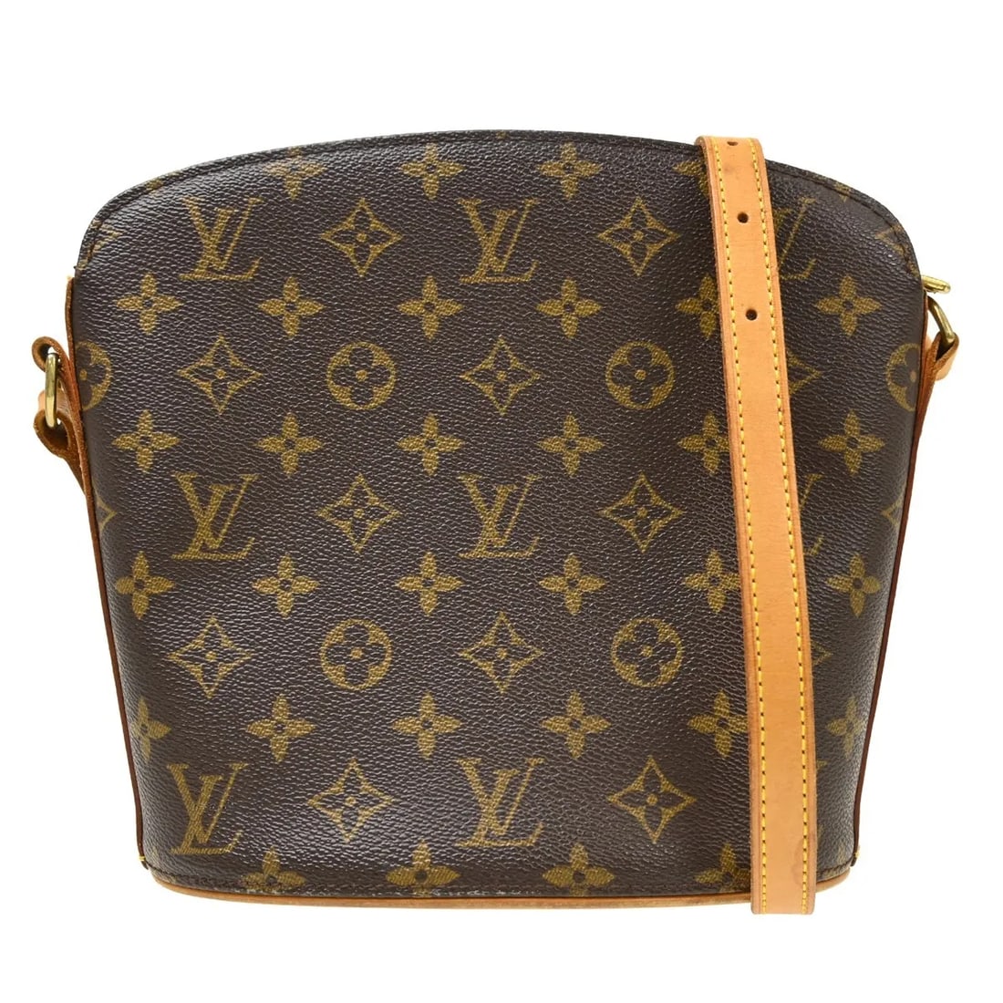 Louis Vuitton Drouot Brown Canvas Shoulder Bag: Louis Vuitton Drouot Brown Canvas Shoulder Bag Louis Vuitton Drouot shoulder bag in brown monogram canvas. Made in France, this women's bag is presented in fair condition with visible signs of wear, i