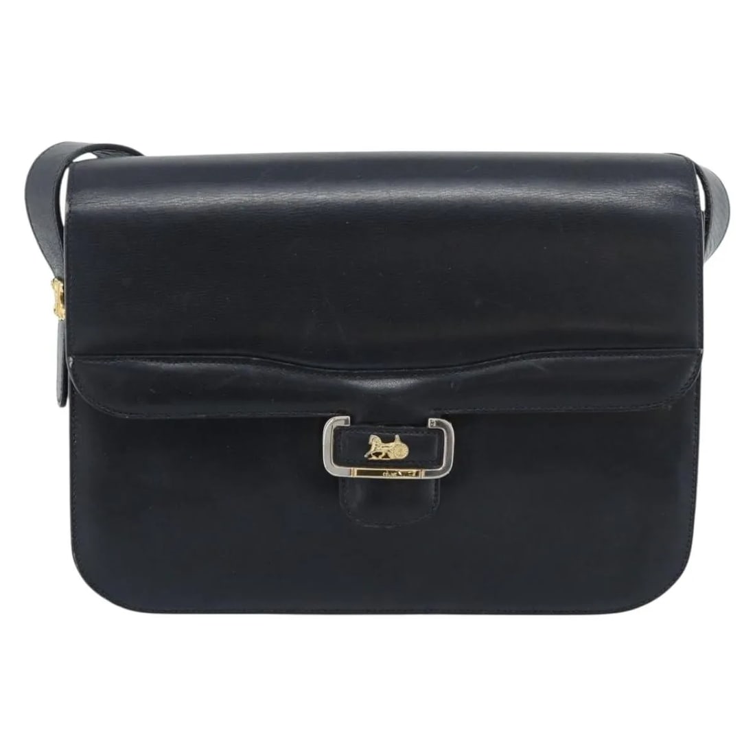 Celine Vintage Horse Carriage Leather Shoulder Bag Navy (1 of 18)