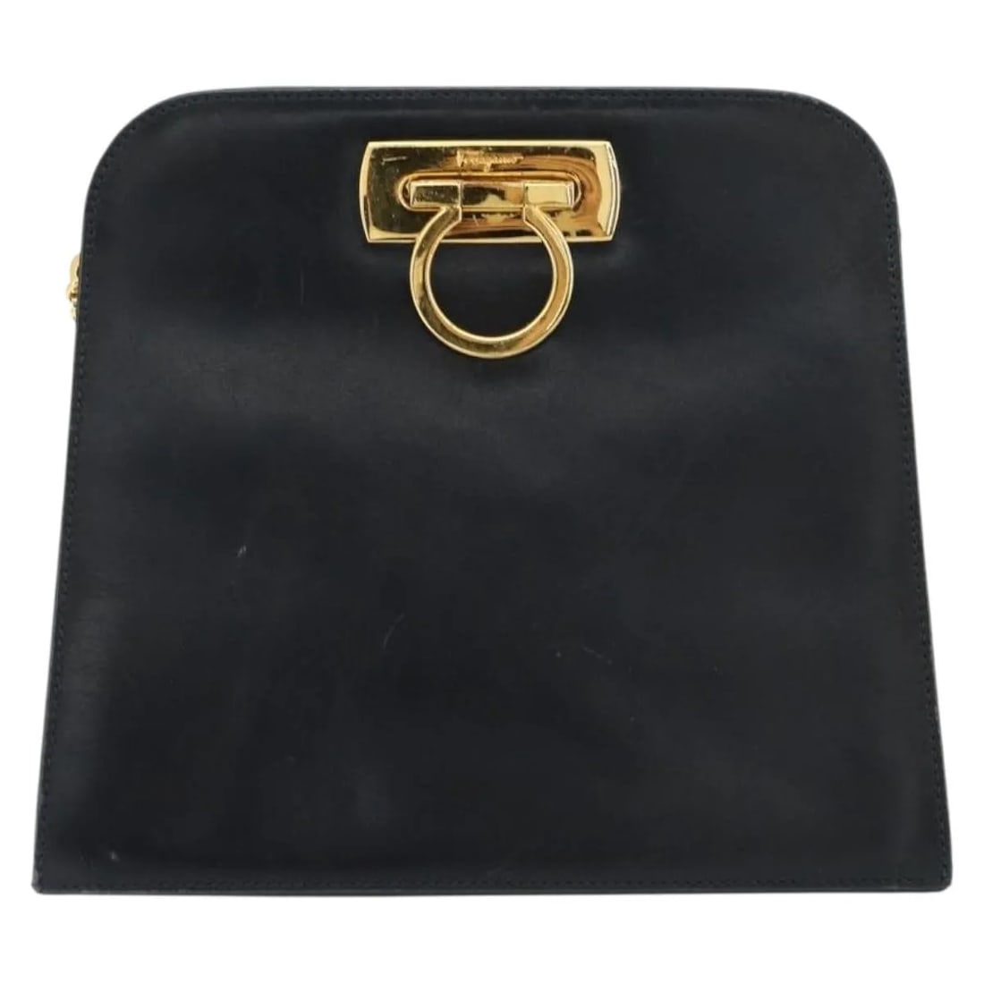 Salvatore Ferragamo Gancini Chain Navy Leather Shoulder Bag: Salvatore Ferragamo Gancini Chain Navy Leather Shoulder Bag Salvatore Ferragamo Gancini Chain leather bag in navy. This women's bag is made in Italy and shows fair overall condition with visible wear,