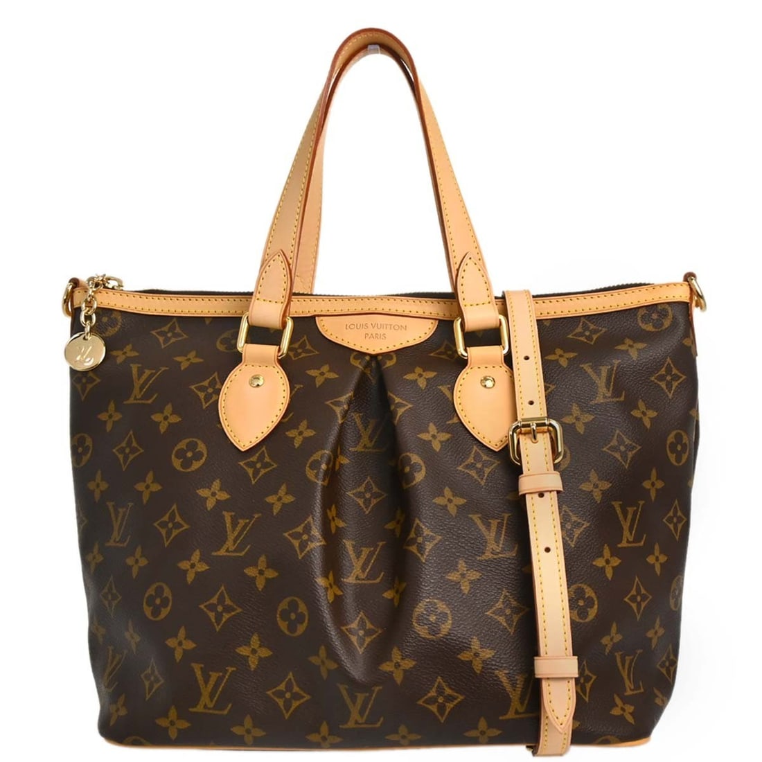 Louis Vuitton Palermo PM Monogram Canvas 2way Tote M40145: Louis Vuitton Palermo PM Monogram Canvas 2way Tote M40145 Vintage Louis Vuitton Palermo PM 2-way tote bag in brown Monogram canvas with leather trim. This women's medium tote features a zip closure, b