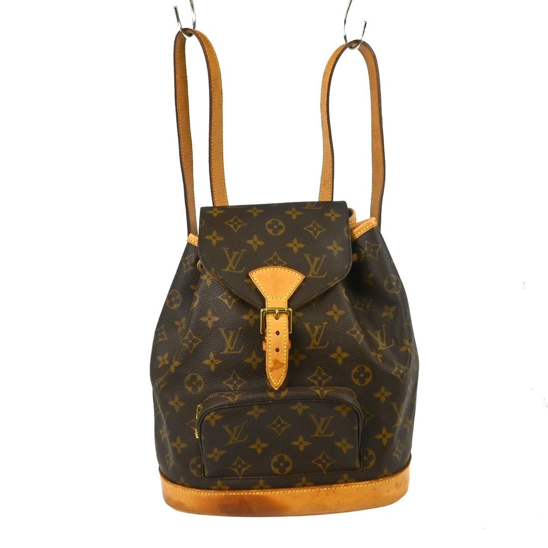 Louis Vuitton Montsouris MM Monogram Canvas Backpack M51136: Louis Vuitton Montsouris MM Monogram Canvas Backpack M51136 Vintage Louis Vuitton Montsouris MM backpack bag in brown Monogram canvas with leather trim. This women's medium backpack features a flap bu