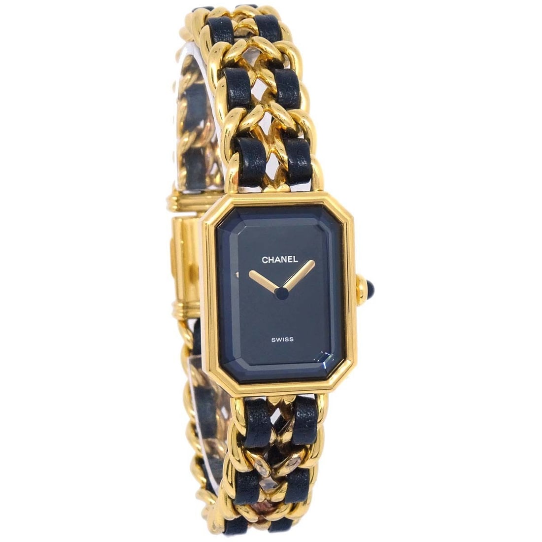 CHANEL Premiere XL women's quartz wristwatch gold plated black gold: CHANEL Premiere XL women's quartz wristwatch gold plated black gold Women's CHANEL Premiere wristwatch with a quartz movement and analog display. It features a black and gold case, black and gold dial