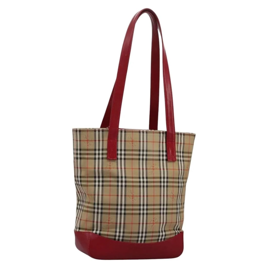Burberry Beige Canvas Tote Bag with Classic Nova Check Pattern: Burberry Beige Canvas Tote Bag with Classic Nova Check Pattern This Burberry Nova Check Tote is crafted in beige canvas featuring the iconic check pattern. Designed for women, this tote bag combines c