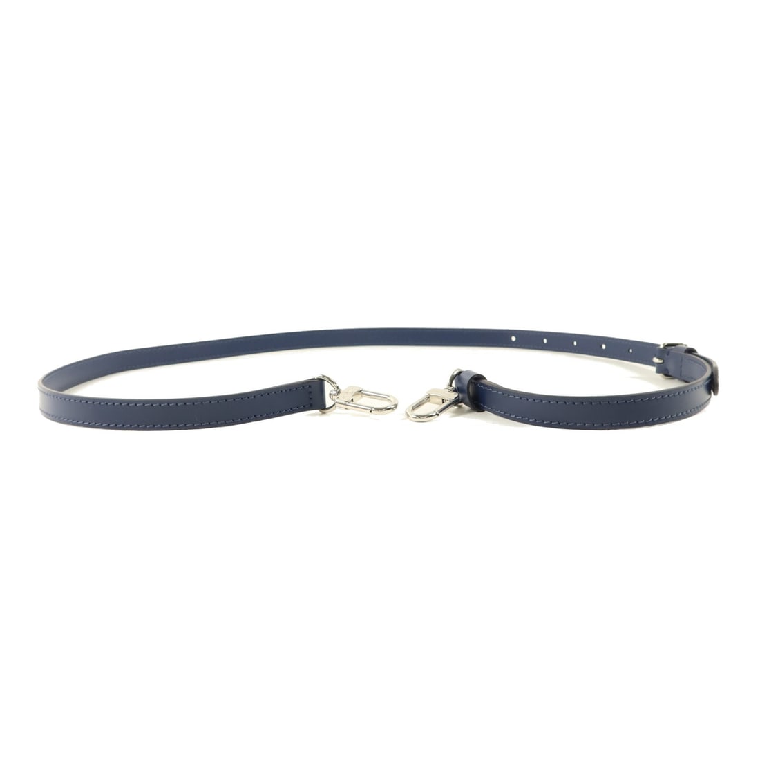 Louis Vuitton LV Navy Calfskin Shoulder Strap SHW: Louis Vuitton LV Navy Calfskin Shoulder Strap SHW A Louis Vuitton shoulder strap crafted from calfskin (cowhide) leather in navy. It is designed for women and comes with a storage bag. The item is in 
