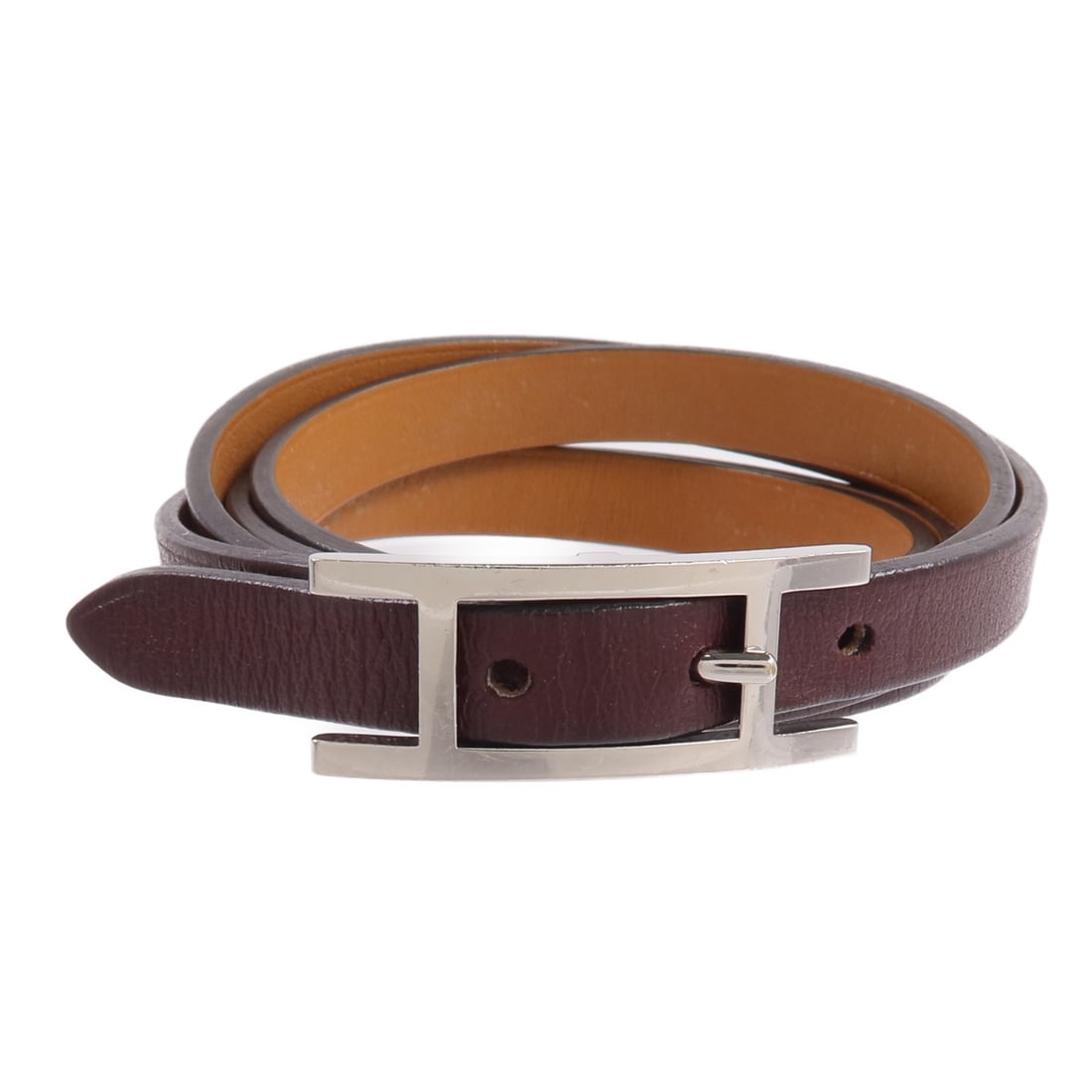 Hermes Behapi Triple Tour Swift Leather Bracelet Rouge H Fauve PHW (1 of 11)