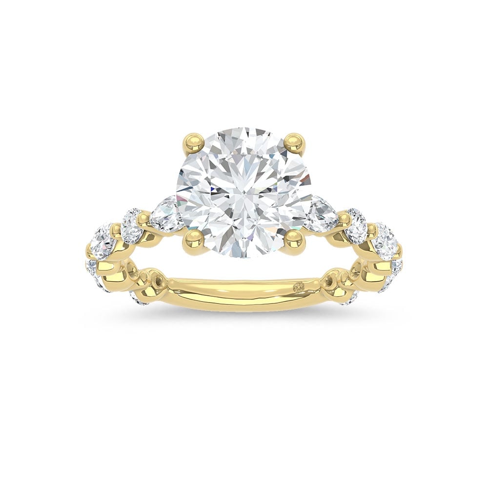 14K Yellow Gold Lab Grown Diamond 4 Ct.Tw. Round Shape Engagement Ring (Center 3 Ctw) (1 of 4)