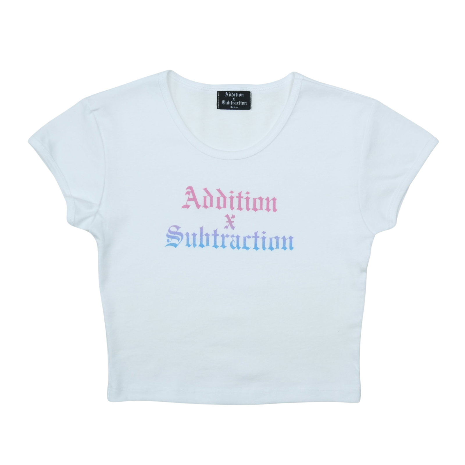 Addition By Subtraction White Cap Sleeve Baby Rib Crop Top Medium (1 of 1)