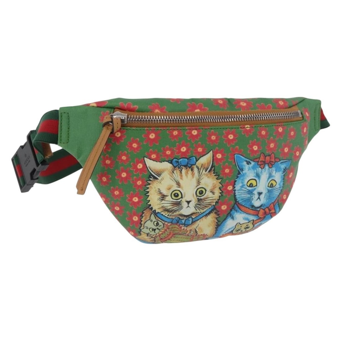 GUCCI 502095 Children's Web Sherry waist bag green coated canvas (1 of 18)