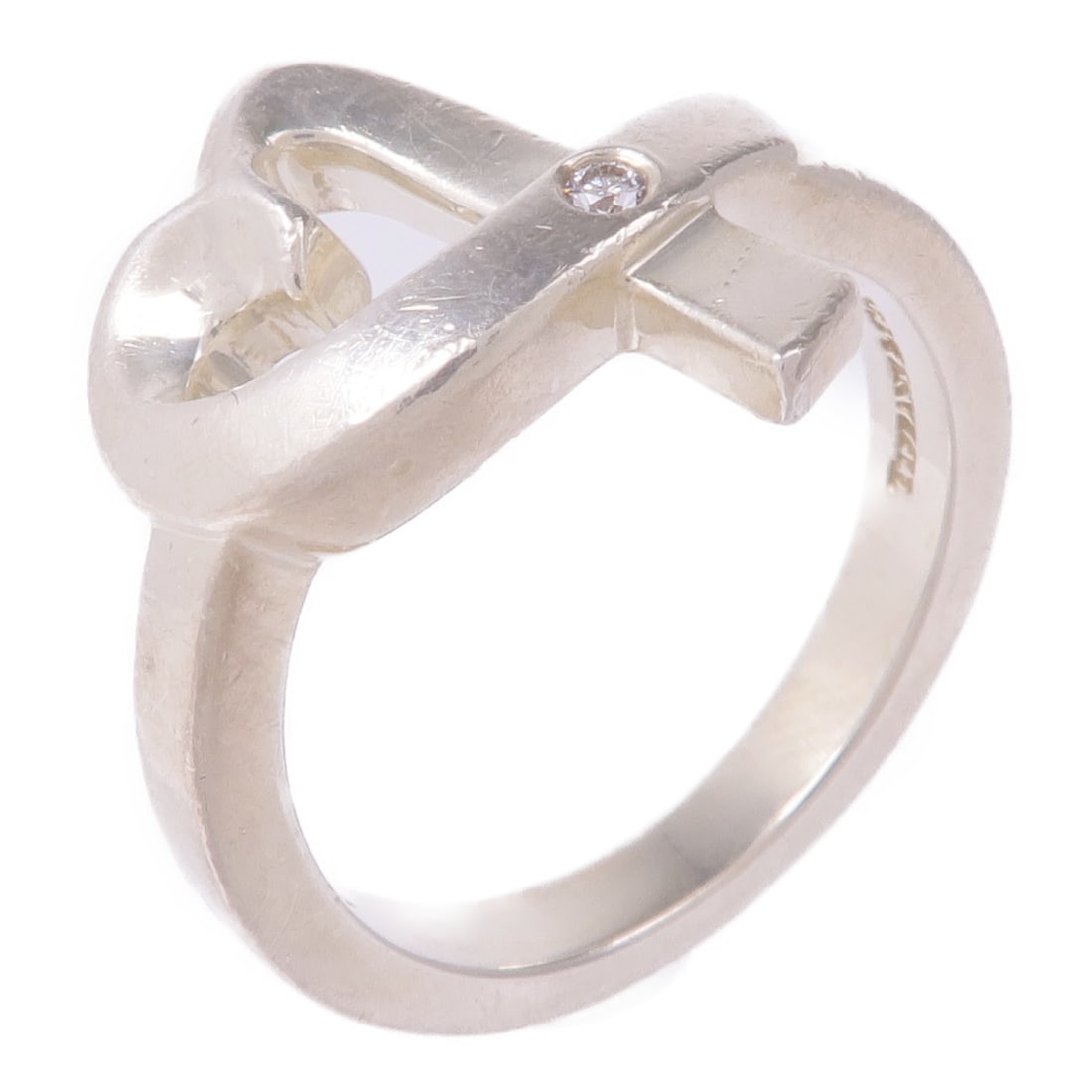 Tiffany Co Paloma Picasso Heart Ring 925 Sterling Silver Diamond Size 5.75: Tiffany Co Paloma Picasso Heart Ring 925 Sterling Silver Diamond Size 5.75 Paloma Picasso heart diamond ring in 925 sterling silver, size US 5.75. The ring features a clear diamond accent and a heart 