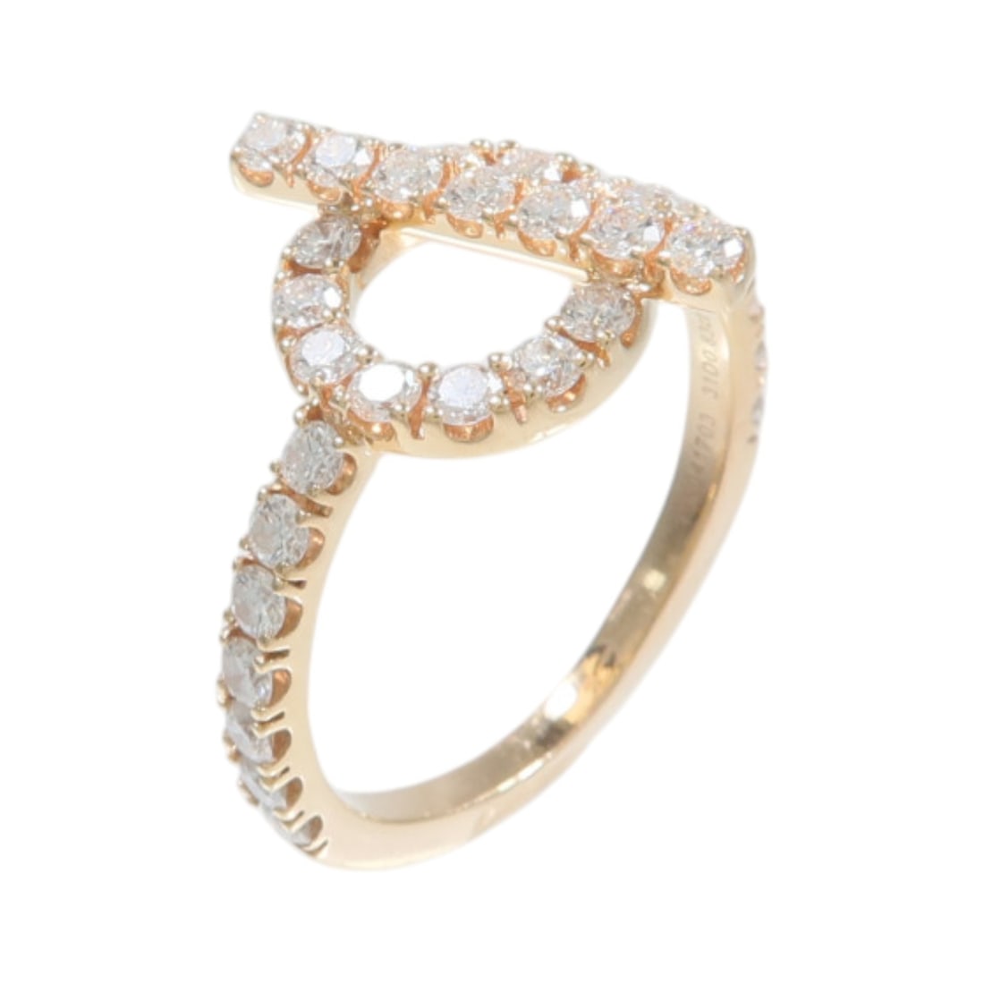 Hermes Finesse 18K Rose Gold Diamond Ring Size 51 US 7.25: Hermes Finesse 18K Rose Gold Diamond Ring Size 51 US 7.25 Hermes Finesse ring in 18K rose gold with diamond accents. The ring is size 7.25, engraved 51, and comes with a case. Condition is AB: Very Go