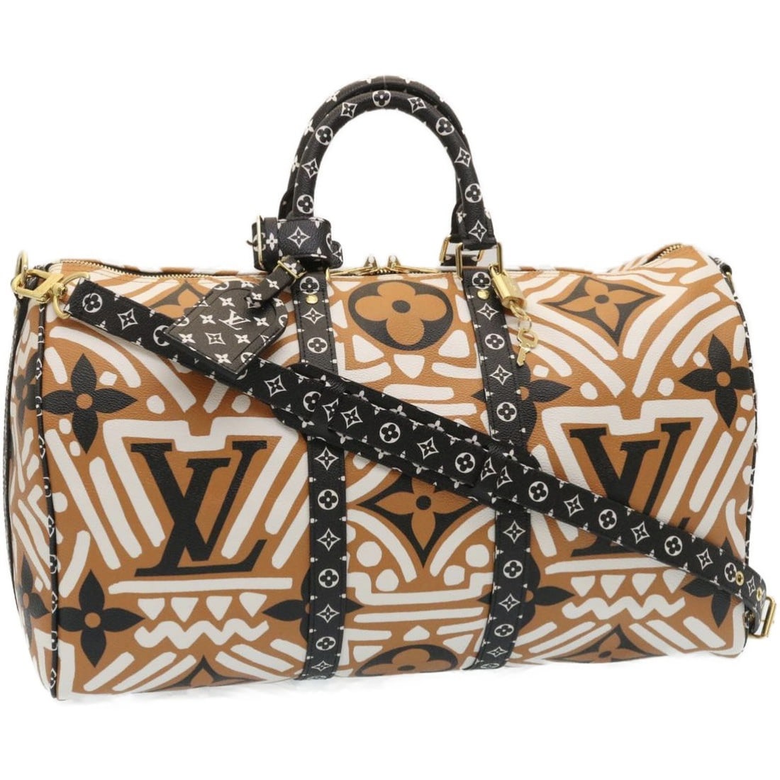 Louis Vuitton Crafty Keepall 45 Bandouliere Boston Bag Monogram Caramel M45473: Louis Vuitton Crafty Keepall 45 Bandouliere Boston Bag Monogram Caramel M45473 Louis Vuitton LV Crafty Keepall Bandouliere 45 Boston bag in Monogram/caramel with Monogram Canvas construction. Made in 