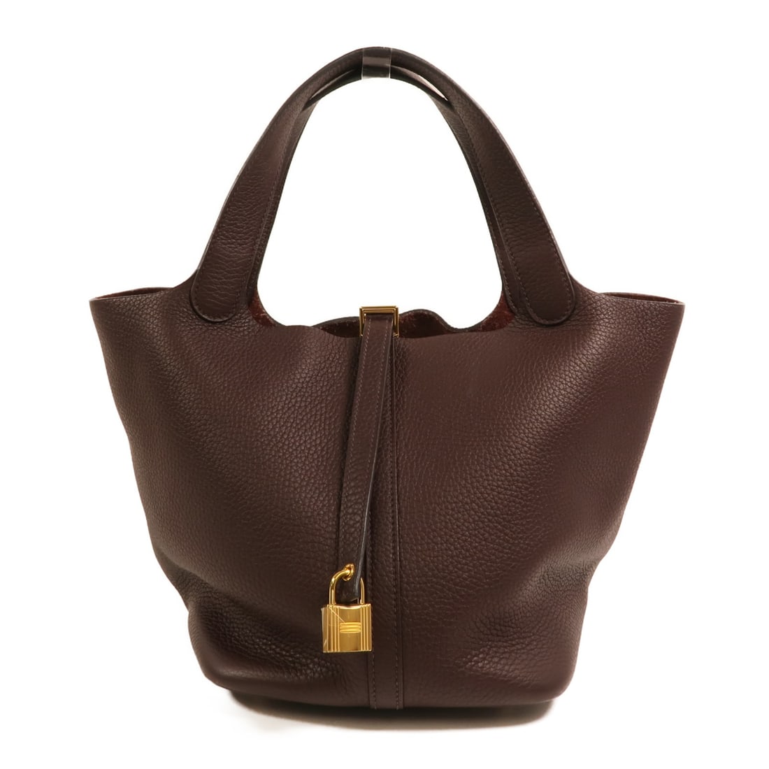 Hermes Picotin MM Taurillon Clemence Handbag Rouge Sellier Gold Tone: Hermes Picotin MM Taurillon Clemence Handbag Rouge Sellier Gold Tone The Hermes Picotin MM handbag is crafted from Taurillon Clemence leather and calfskin in Rouge Sellier. It features hardware, a 36 