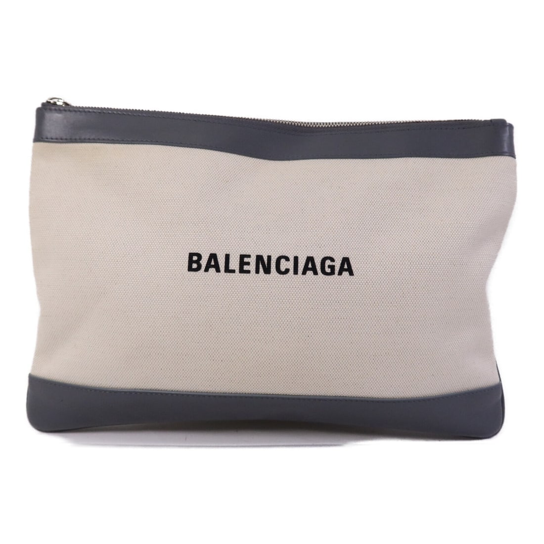 Balenciaga Navy Clip M Canvas Clutch Pouch 420407 Gray SHW (1 of 13)