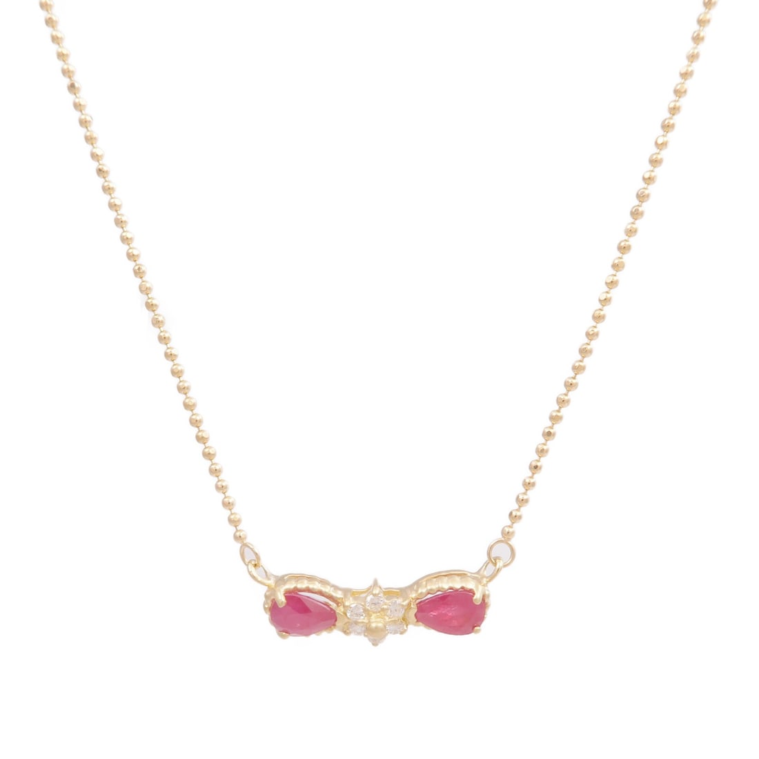 18K Yellow Gold Ruby Diamond Necklace for Women (1 of 8)