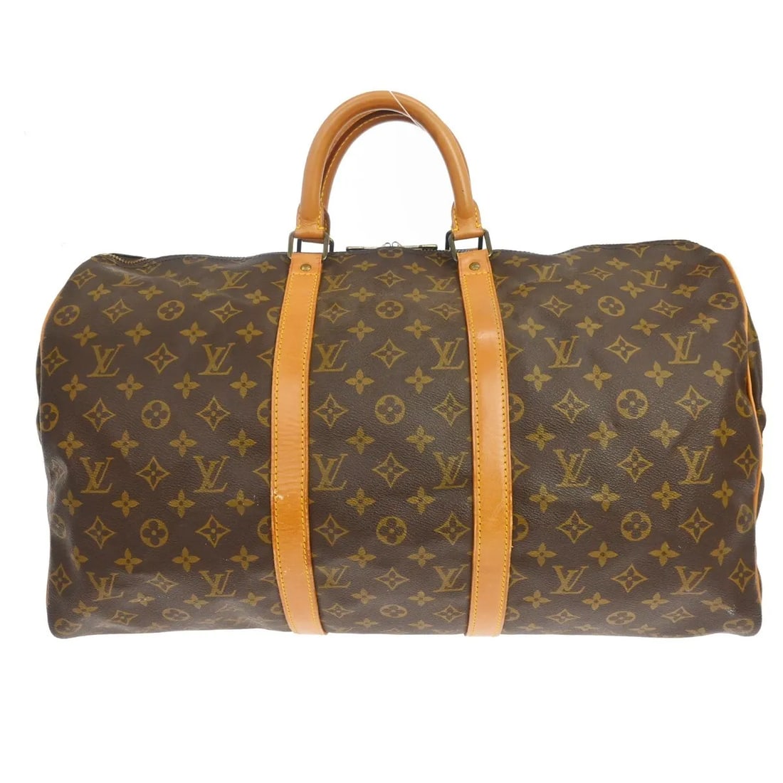 Louis Vuitton Keepall Brown Monogram Canvas Travel Bag: Louis Vuitton Keepall Brown Monogram Canvas Travel Bag Louis Vuitton Keepall in brown monogram canvas. This unisex travel bag is made in France and remains in good condition with visible wear. The ext