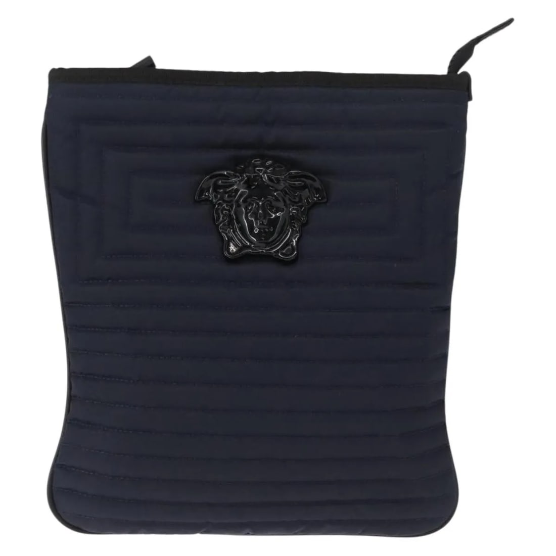 Versace Vintage Shoulder Bag Navy Nylon Italy: Versace Vintage Shoulder Bag Navy Nylon Italy This vintage Versace shoulder bag for women features a navy nylon exterior with a compact design suitable for daily use or special occasions. It offers we