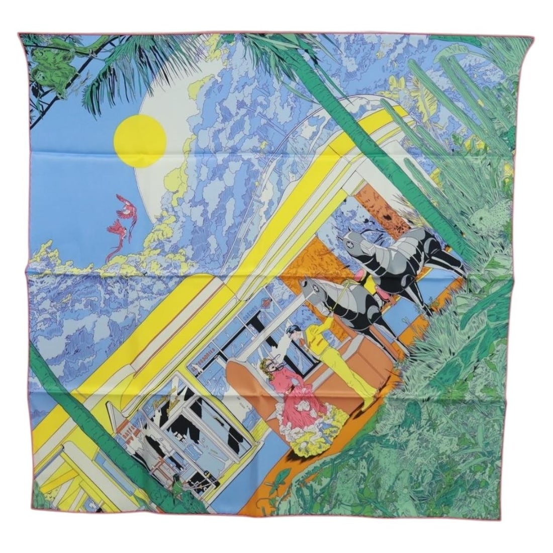HERMES Rendez Vous Galant Carre 70 Silk Scarf Multicolor: HERMES Rendez Vous Galant Carre 70 Silk Scarf Multicolor Hermes Carre 70 scarf in multicolor silk, featuring the "Rendez Vous Galant" design. It is a women's scarf made in France and comes with the it