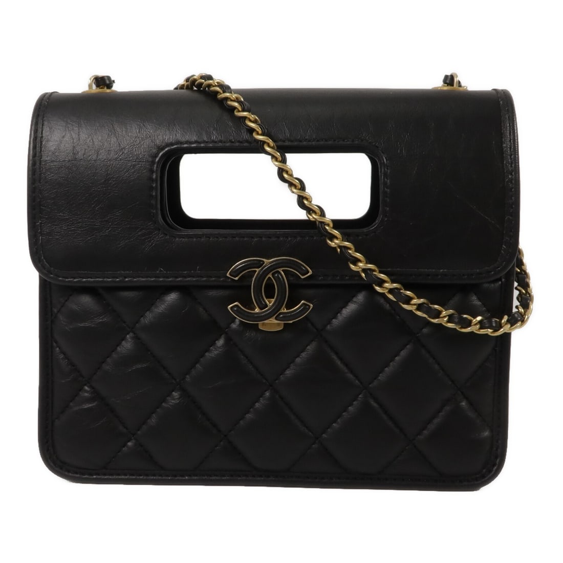 Chanel AS4025 Mini Flap 2Way Shoulder Bag Black Calfskin GHW: Chanel AS4025 Mini Flap 2Way Shoulder Bag Black Calfskin GHW A CHANEL CC GHW Mini Flap Chain 2Way Shoulder Bag in black calfskin leather, model AS4025. It features a flap closure, a chain strap for sh