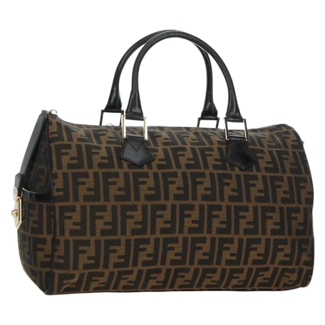 FENDI Zucca Canvas Boston Bag Mini Brown Black Italy (1 of 18)