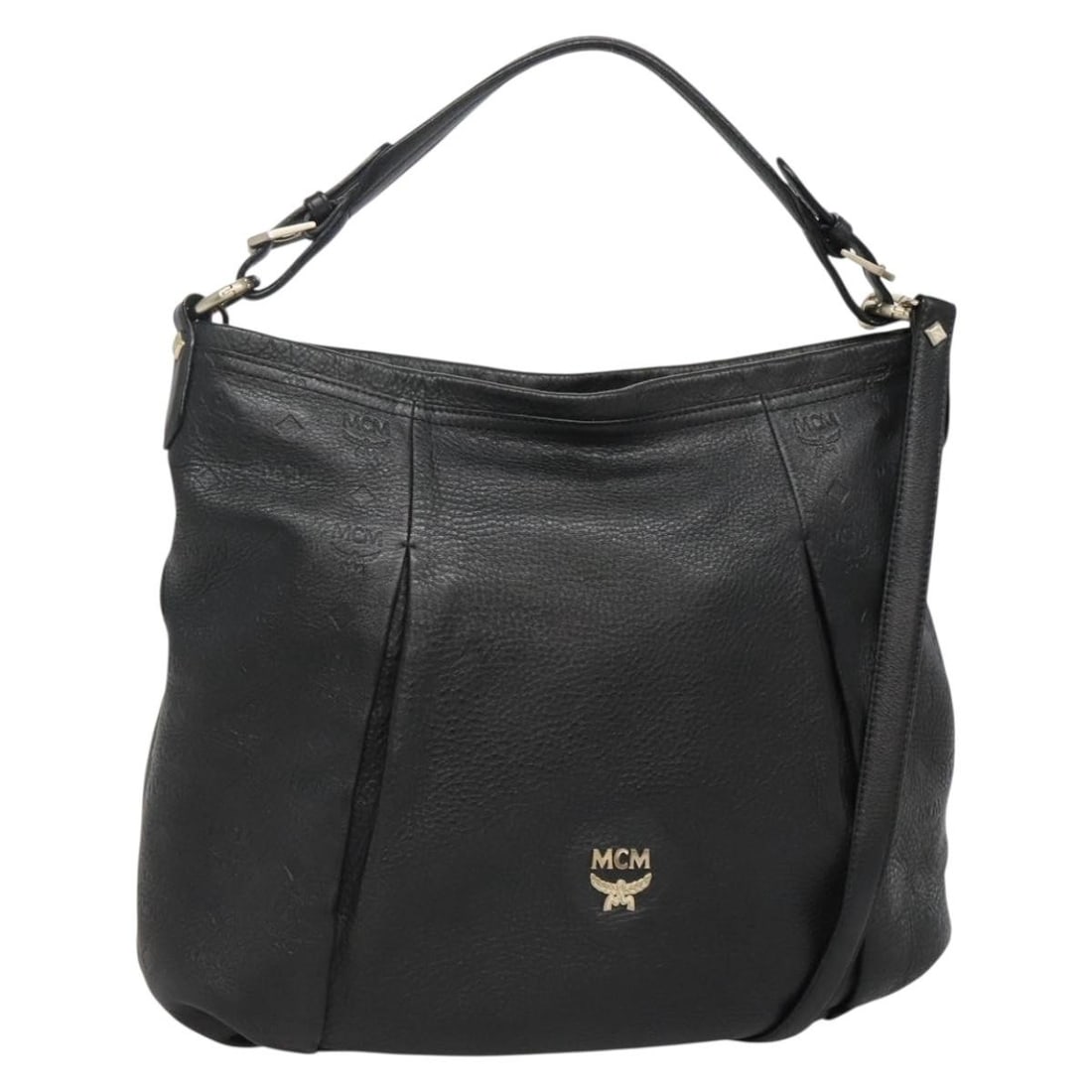 MCM Vicetos 2way Leather Shoulder Bag Black with Strap: MCM Vicetos 2way Leather Shoulder Bag Black with Strap MCM Vicetos Logogram shoulder bag in black leather, made in Korea. This women's 2-way bag comes with a shoulder strap and has a compact structure