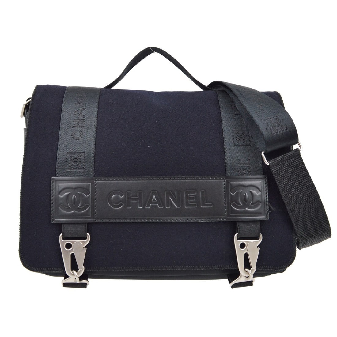 CHANEL Sport Line 2way Top Handle Bag in Black Felt Nylon (1 of 9)