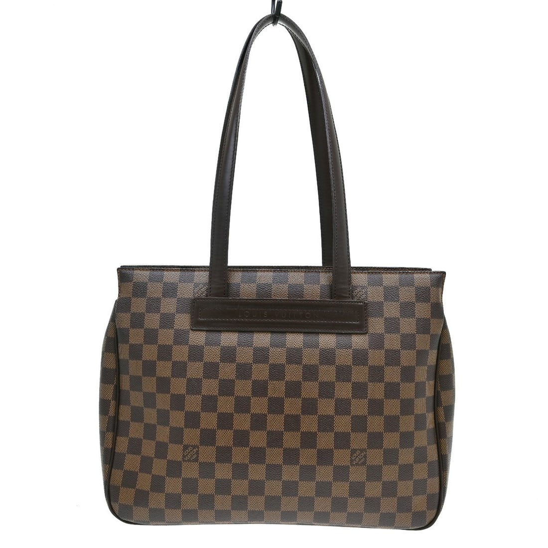 Louis Vuitton Parioli PM Damier Ebene Shoulder Bag N51123: Louis Vuitton Parioli PM Damier Ebene Shoulder Bag N51123 Vintage Louis Vuitton Parioli PM shoulder bag in Damier Ebene canvas with leather trim and double handles. This medium bag features a magnetic