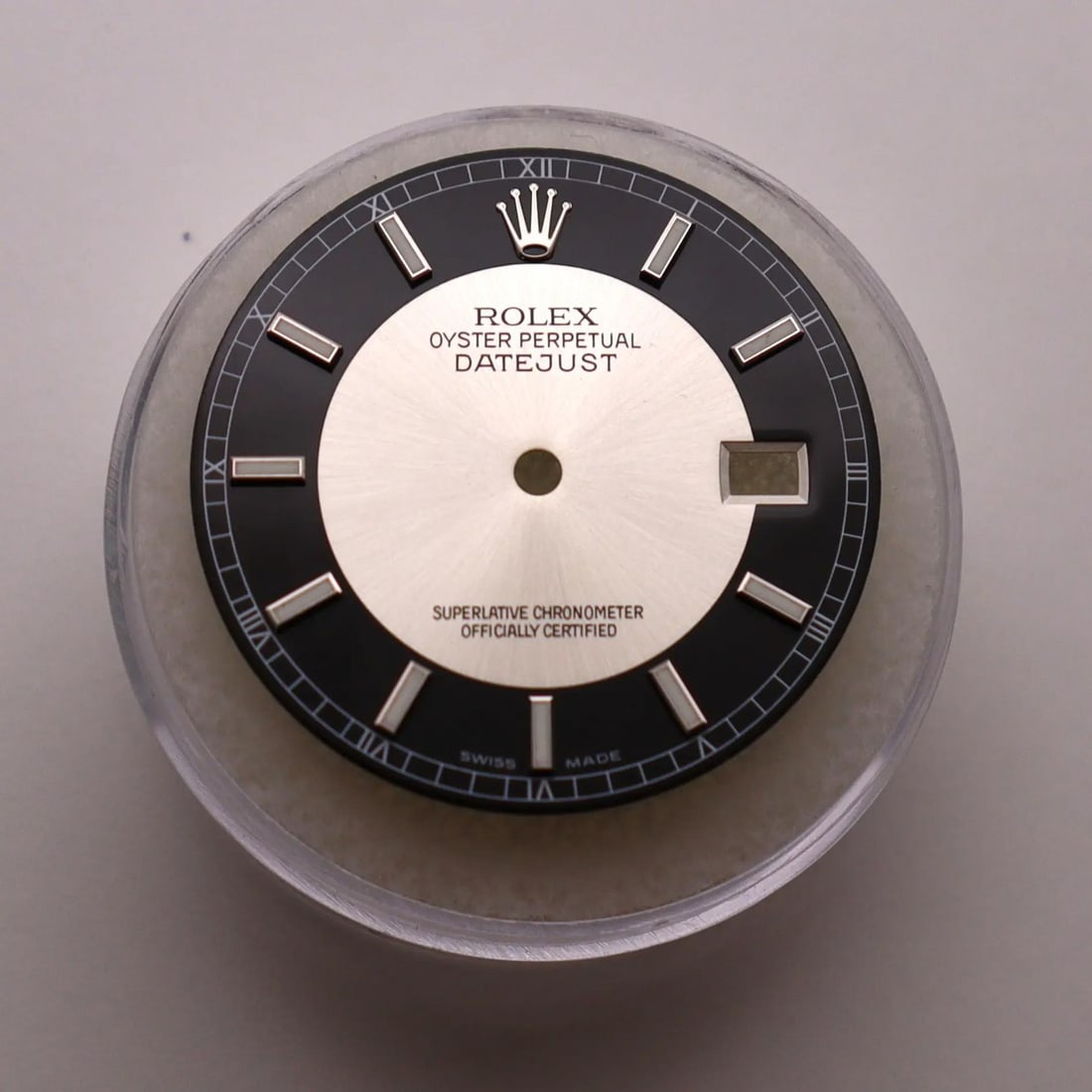 Tuxedo Silver Markers Dial for Rolex Datejust Models 116200 116234 (1 of 2)