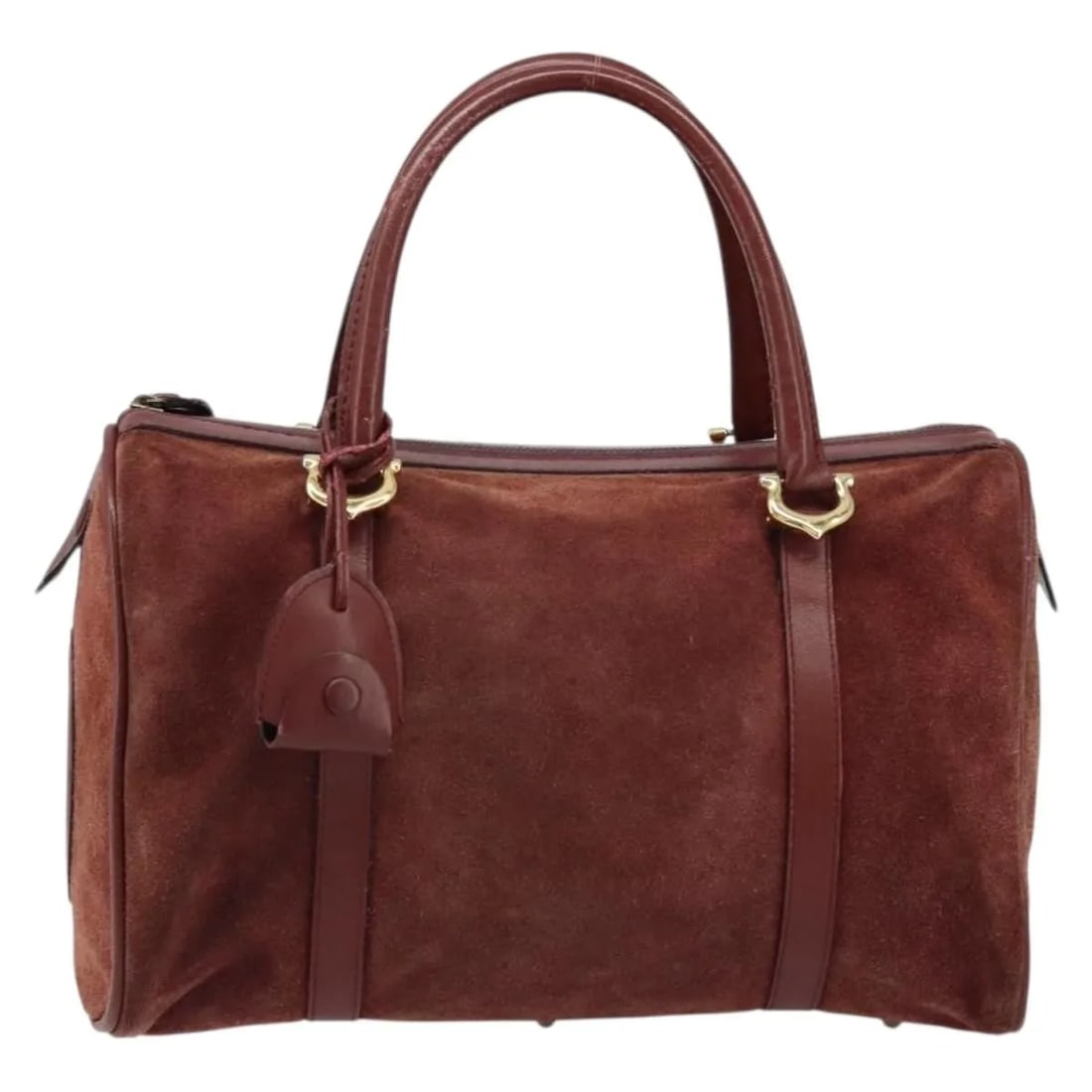 Cartier Must De Cartier Burgundy Suede Handbag: Cartier Must De Cartier Burgundy Suede Handbag Must De Cartier suede handbag in burgundy. This women's bag is made in France and is presented in fair condition, with shape deformation, light wear, and