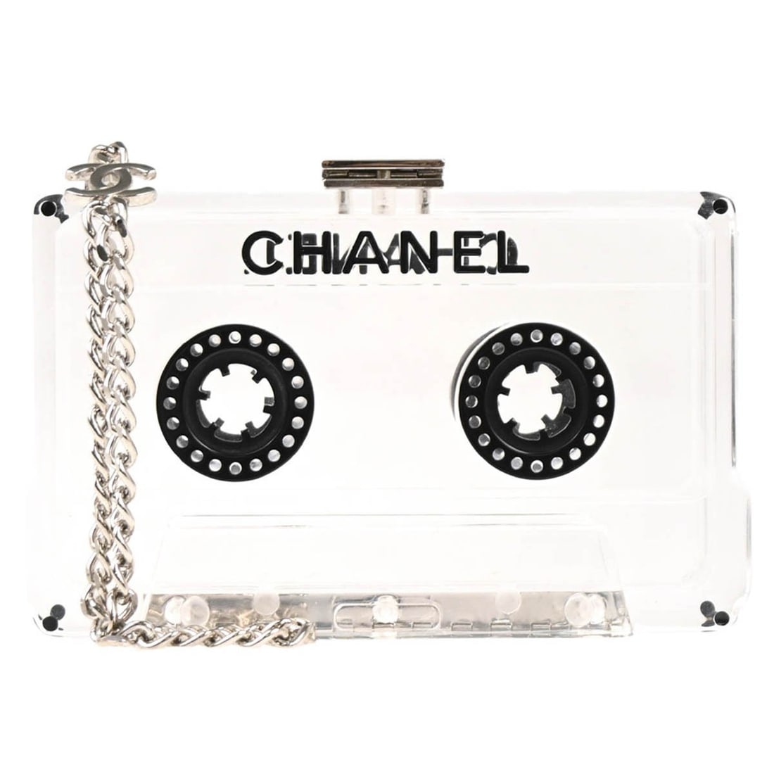 CHANEL 04P Mini Acrylic Clutch Bag Clear Cassette Tape (1 of 12)