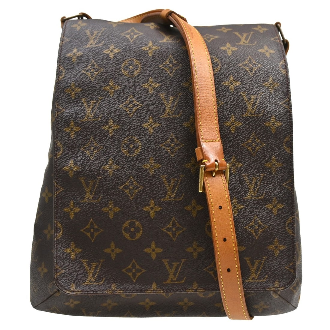 Louis Vuitton Musette Monogram Canvas Shoulder Bag M51256: Louis Vuitton Musette Monogram Canvas Shoulder Bag M51256 Vintage Louis Vuitton Musette shoulder bag in brown Monogram canvas with leather strap and trim. This women's medium shoulder bag features a z