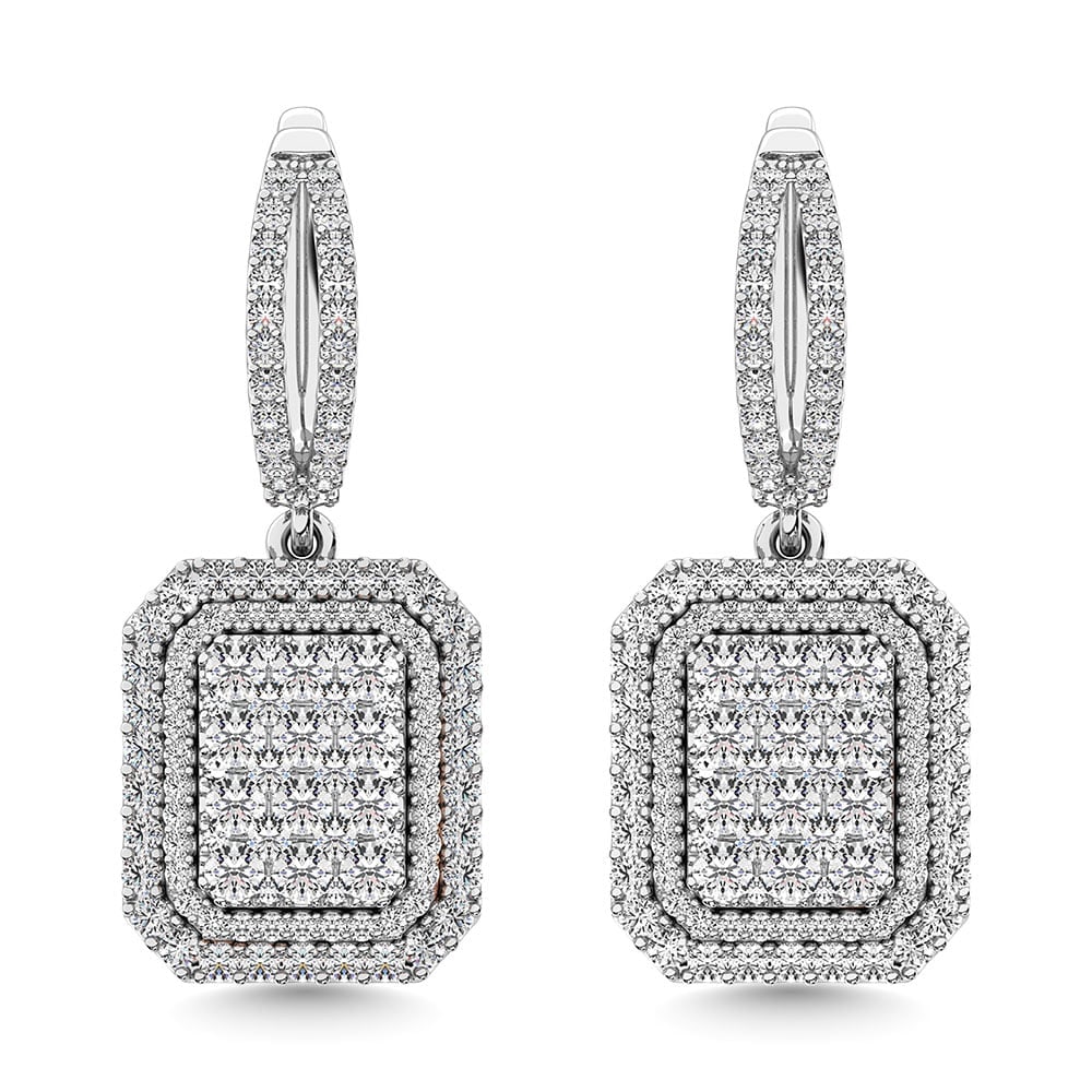 Diamond 2 1/5 Ct.Tw. Dangler Earring in 14K White Gold: Diamond 2 1/5 Ct.Tw. Dangler Earring in 14K White Gold 14k White Gold Stone Clarity: Si2 This item may take 2-5 weeks for shipping. PLEASE NOTE: Framed, Large, or heavy items do not have shipping cost