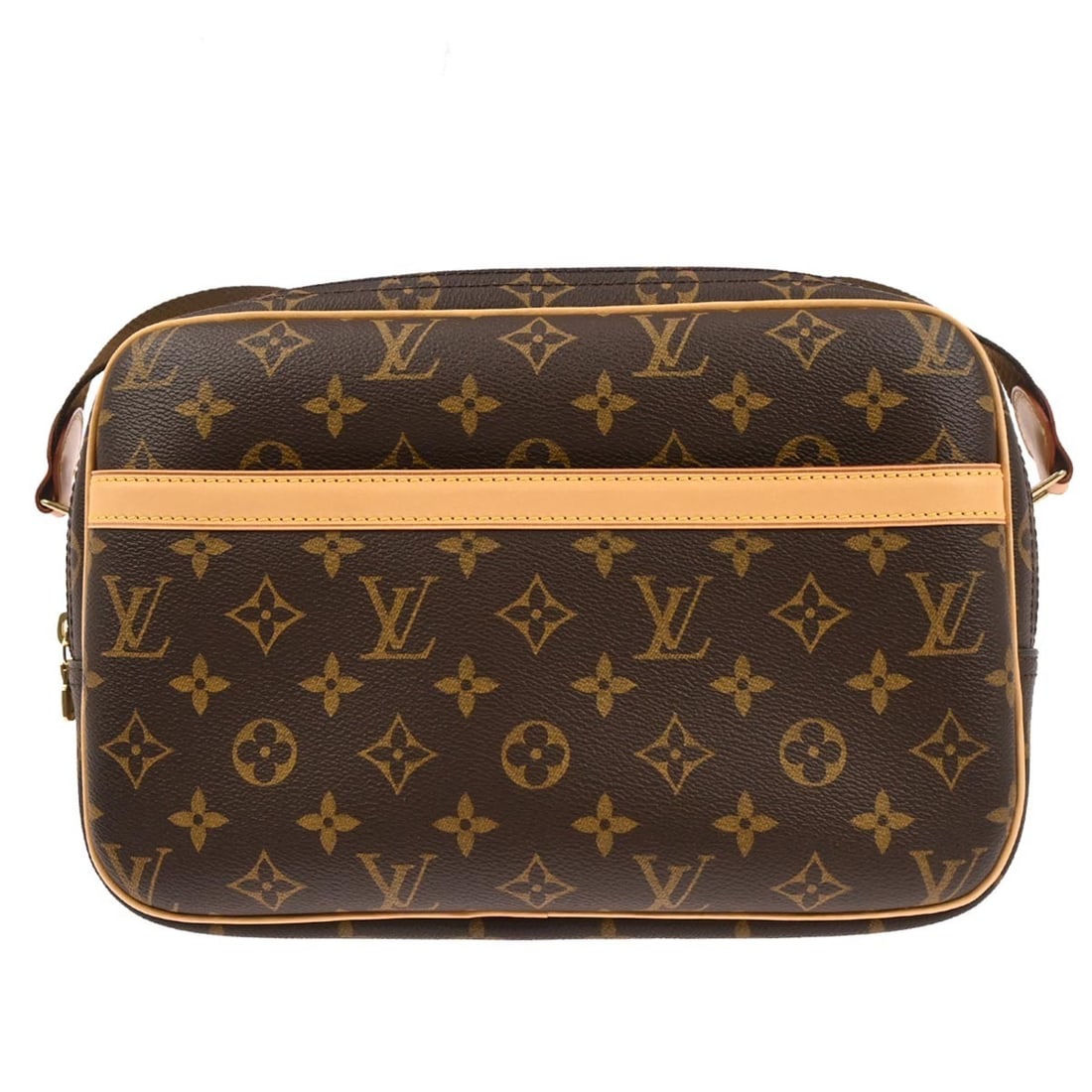 Louis Vuitton Reporter PM Monogram Canvas Crossbody Bag M45254: Louis Vuitton Reporter PM Monogram Canvas Crossbody Bag M45254 Louis Vuitton Reporter PM shoulder bag in brown Monogram canvas with leather trim. This medium shoulder bag features a zip closure, an ad