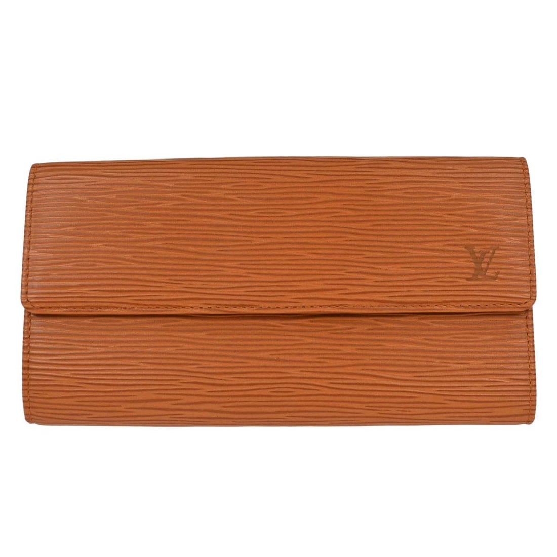 Louis Vuitton M63578 Porte Monnaie Credit Epi Leather Folding Wallet: Louis Vuitton M63578 Porte Monnaie Credit Epi Leather Folding Wallet Vintage Louis Vuitton Porte Monnaie Credit wallet in brown Epi leather with a folding design and button logo accent. The exterior s