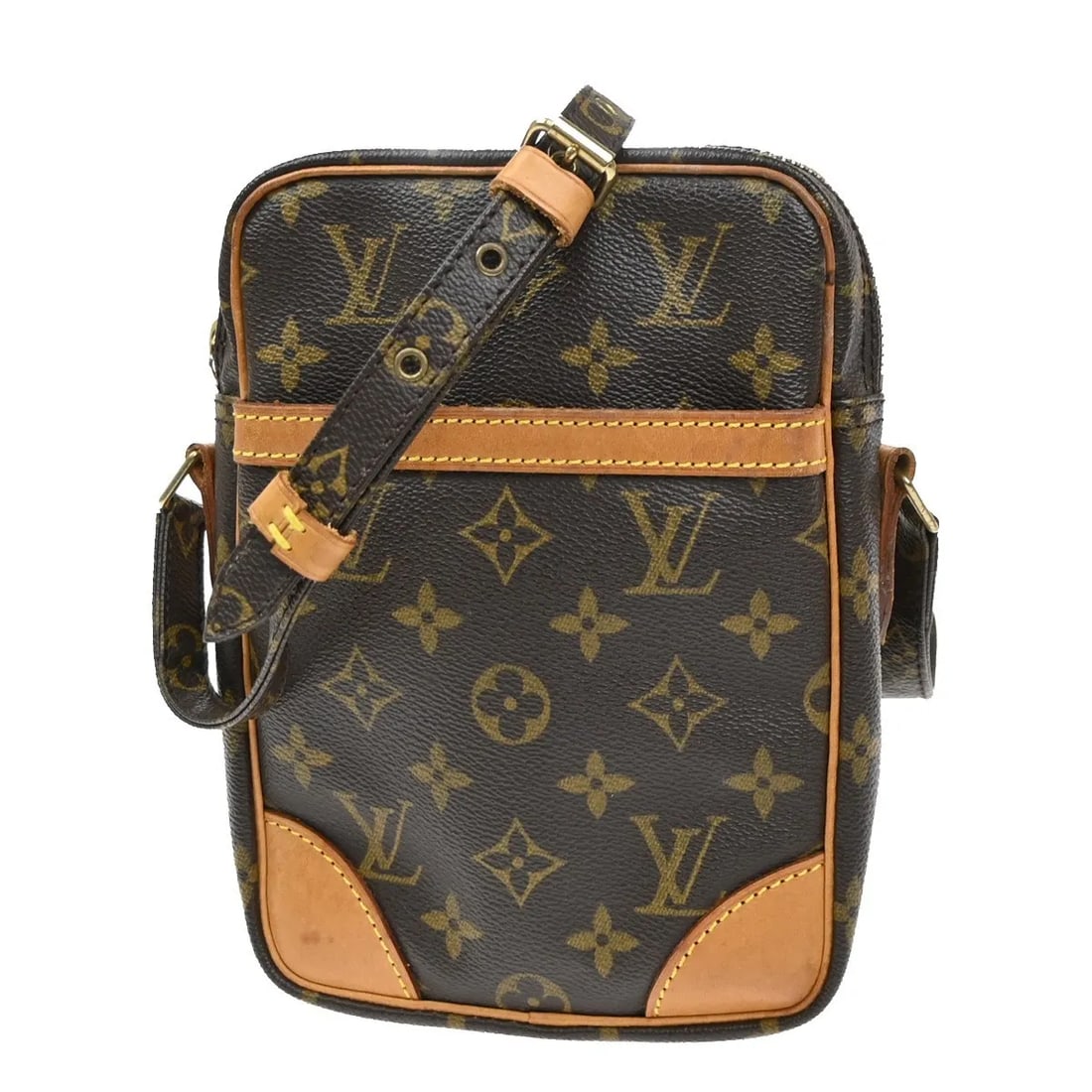 Louis Vuitton Danube Brown Monogram Canvas Shoulder Bag: Louis Vuitton Danube Brown Monogram Canvas Shoulder Bag This Louis Vuitton Danube Handbag features the classic Monogram Canvas in brown and is designed for unisex use. Made in France, the bag shows vi