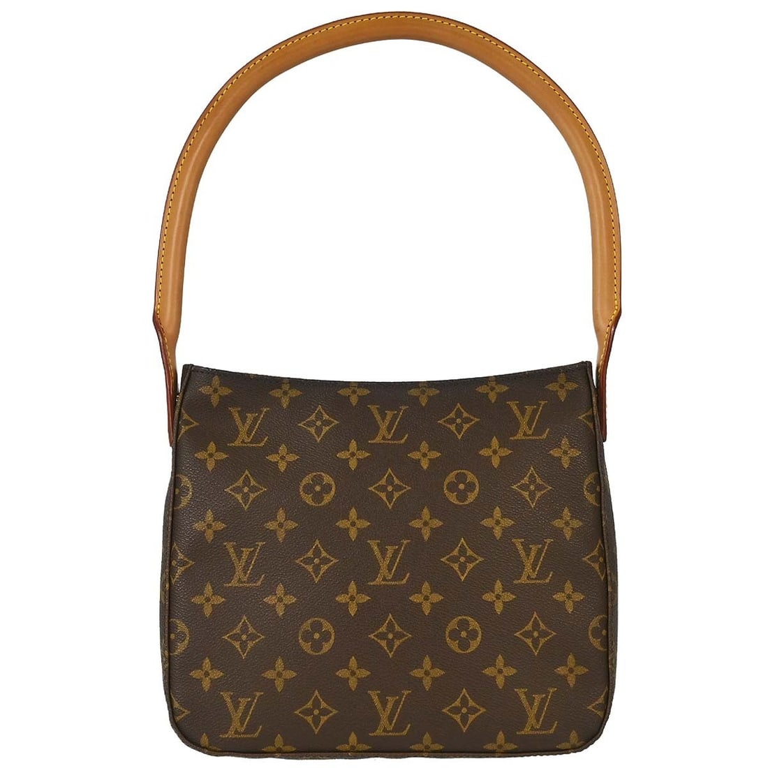 Louis Vuitton Looping MM Monogram Canvas Shoulder Bag M51146: Louis Vuitton Looping MM Monogram Canvas Shoulder Bag M51146 Vintage Louis Vuitton Looping MM shoulder handbag in brown Monogram canvas with leather trim and a beige Alcantara lining. This medium hand