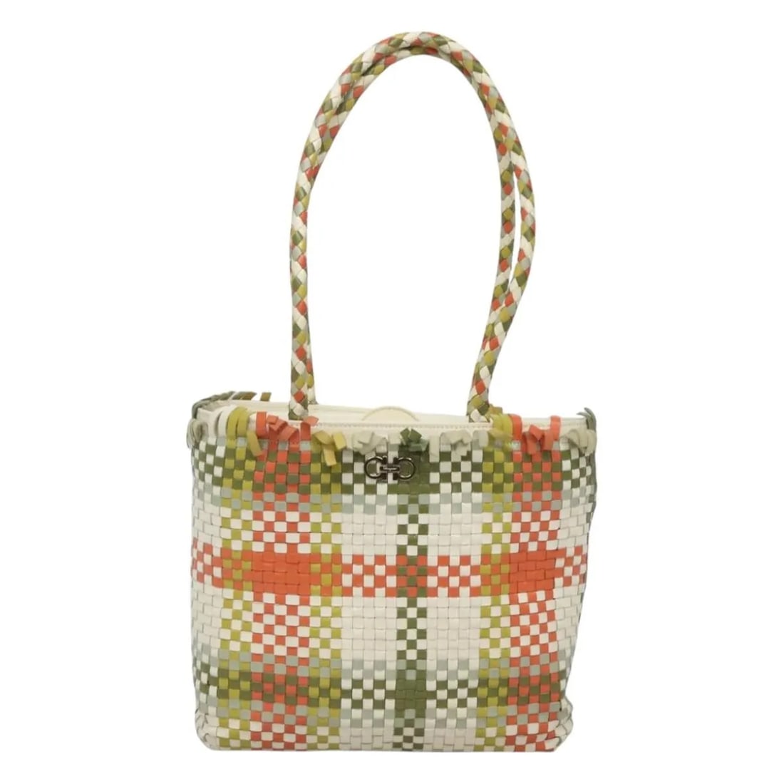 Green Leather Shoulder Bag Salvatore Ferragamo Gancini: Green Leather Shoulder Bag Salvatore Ferragamo Gancini Salvatore Ferragamo Gancini leather item in green, designed for female use. It measures 25 cm x 24 cm x 7 cm and was made in Turkey. The item is 