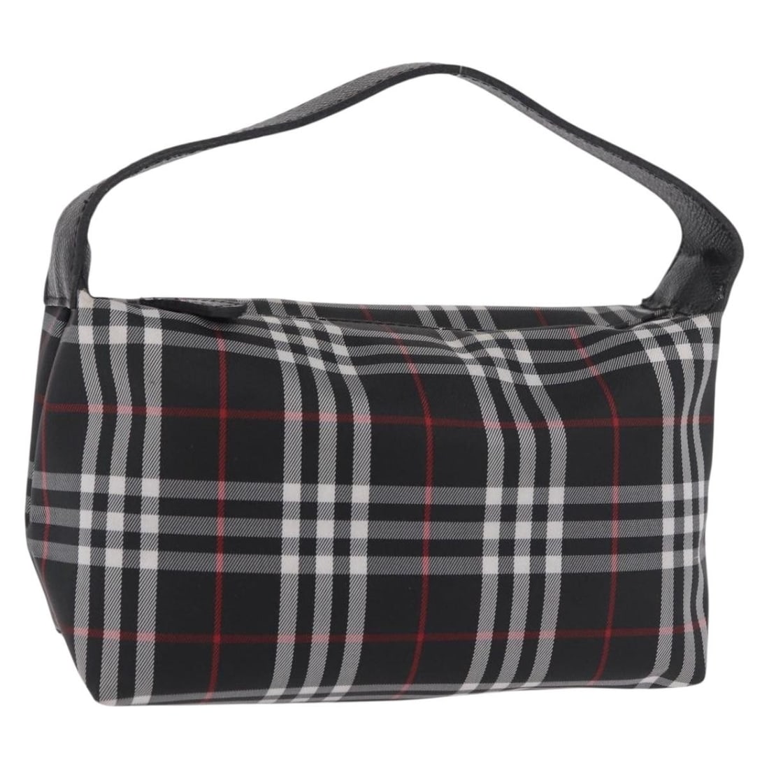 Burberry Black Nylon Hand Bag Silver Tone Italy: Burberry Black Nylon Hand Bag Silver Tone Italy A Burberry hand pouch in black and silver, crafted from nylon and presented in a hand bag style. It measures approximately W18 cm x H11 cm x D8 cm, with