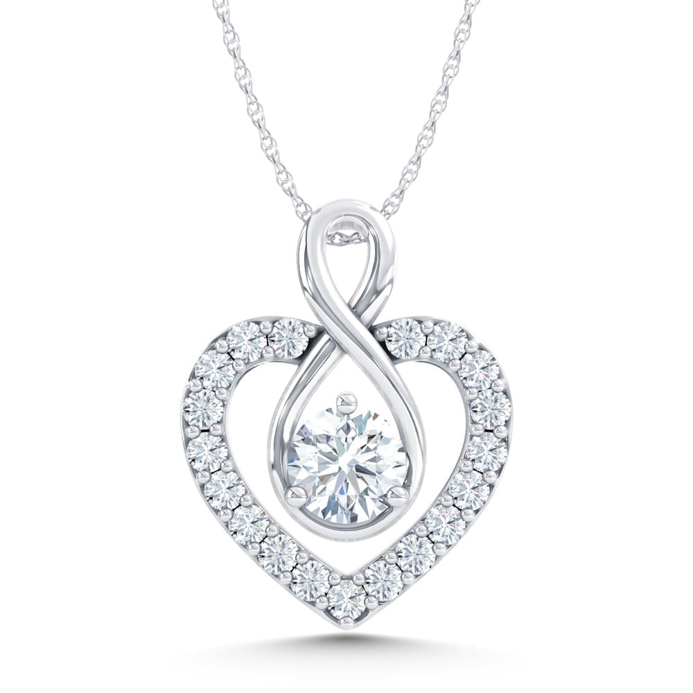 10K White Gold Lab Grown Diamond 1 Ct.Tw. Heart Pendant (Without Chain): 10K White Gold Lab Grown Diamond 1 Ct.Tw. Heart Pendant (Without Chain) Elegantly designed in polished 10K white gold, this heart pendant features lab-grown diamonds totaling 1 carat total weight, off