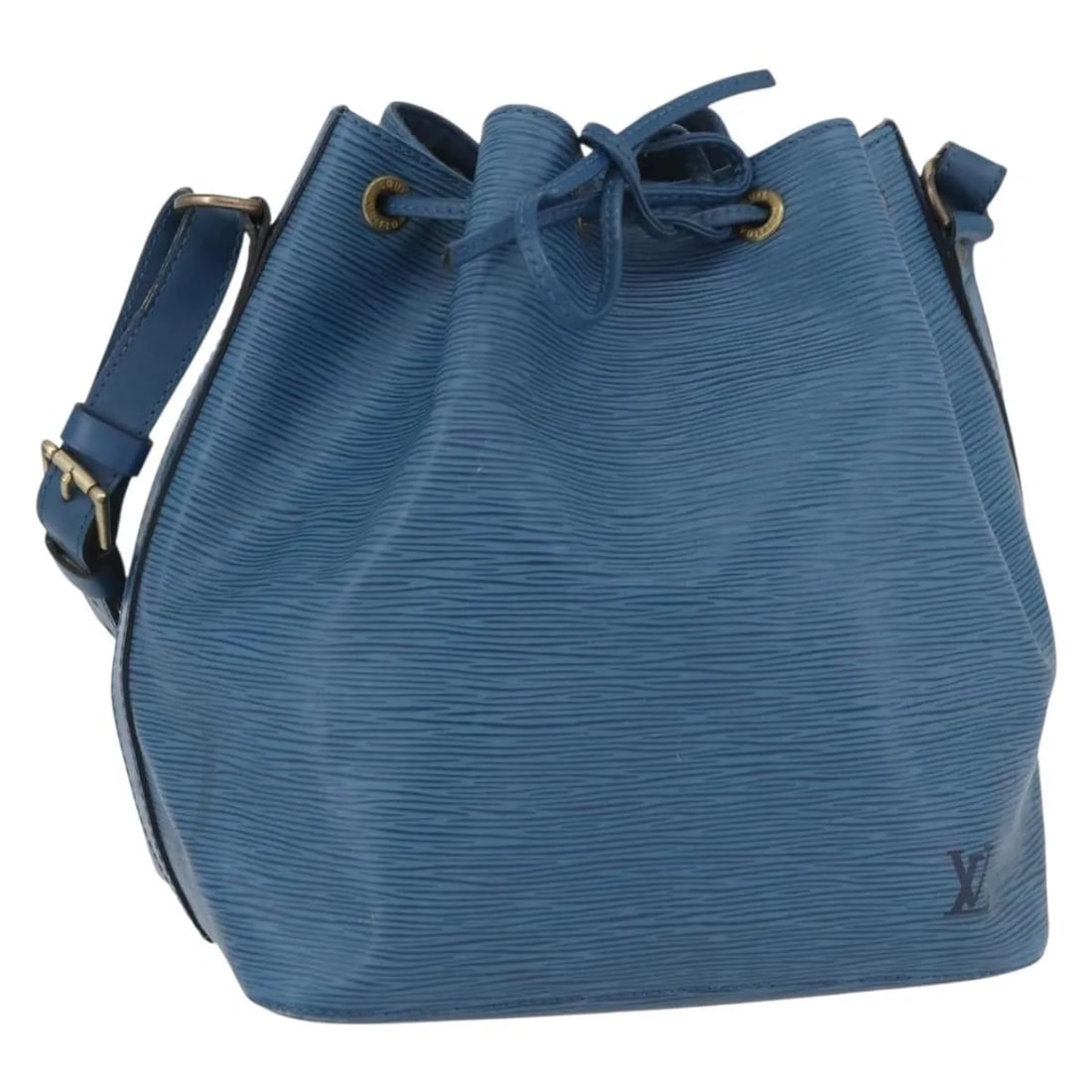 Louis Vuitton Petit Noe Blue Epi Leather Shoulder Bag: Louis Vuitton Petit Noe Blue Epi Leather Shoulder Bag This Louis Vuitton Petit Noe handbag is crafted from blue Epi leather and designed for women. Made in France, it features a drawstring closure, sh