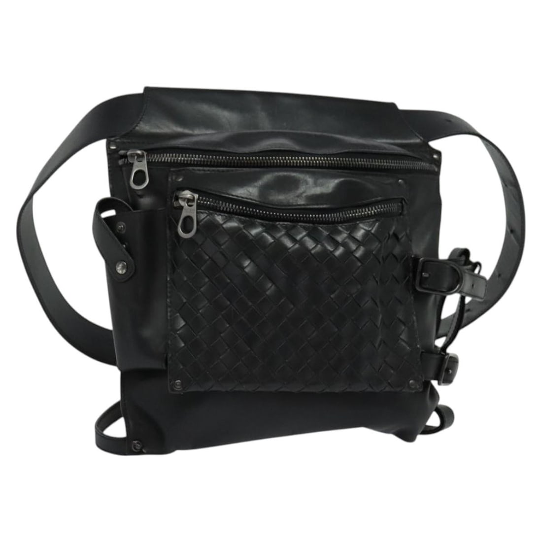 Bottega Veneta Intrecciato Black Leather Women's Waist Bag (1 of 18)