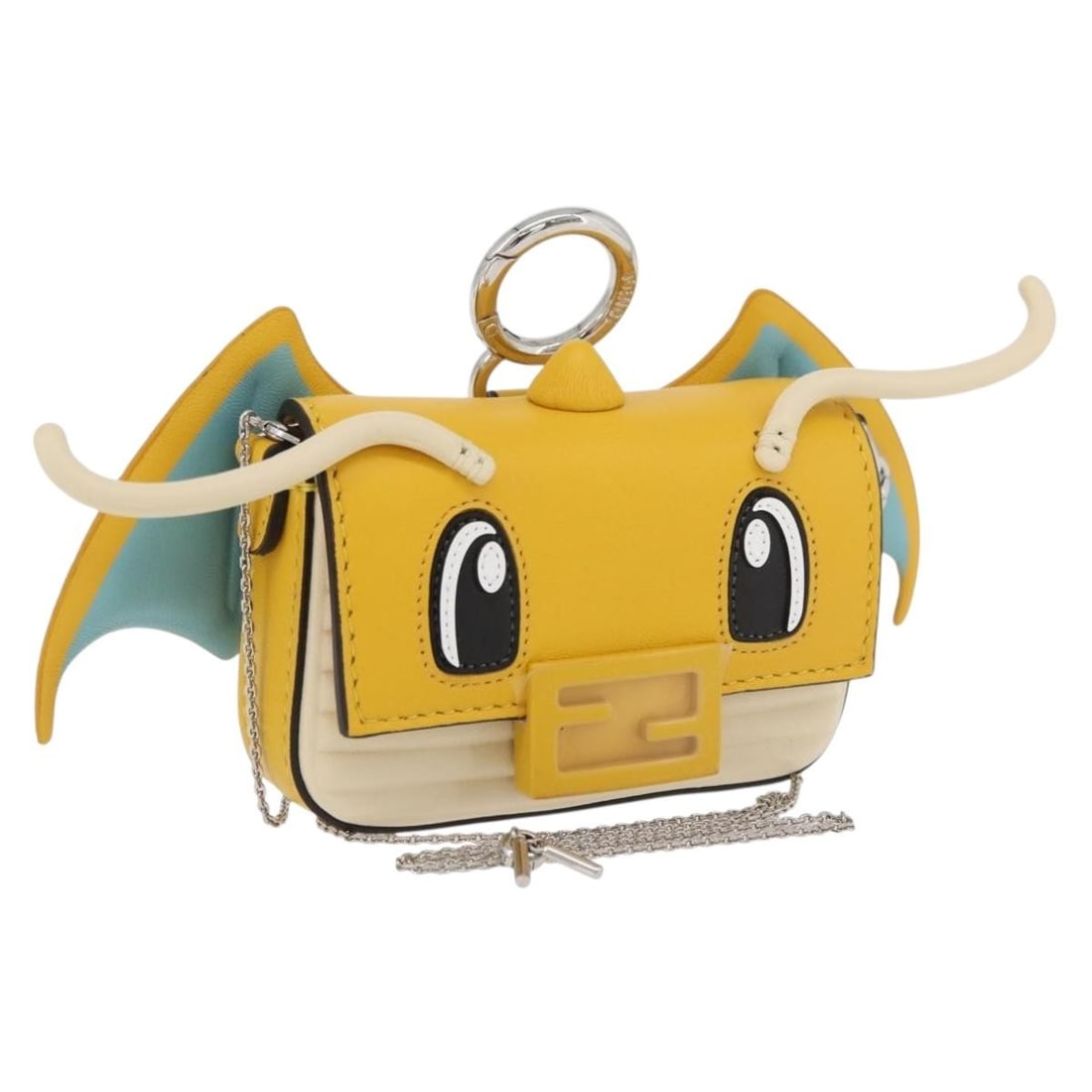FENDI FRGMT x POKEMON Dragonite Mini Mamma Baguette Shoulder Bag: FENDI FRGMT x POKEMON Dragonite Mini Mamma Baguette Shoulder Bag Authentic FENDI FRGMT x POKEMON Mini Mamma Baguette shoulder bag in yellow and silver leather. This women's bag includes a dust bag and