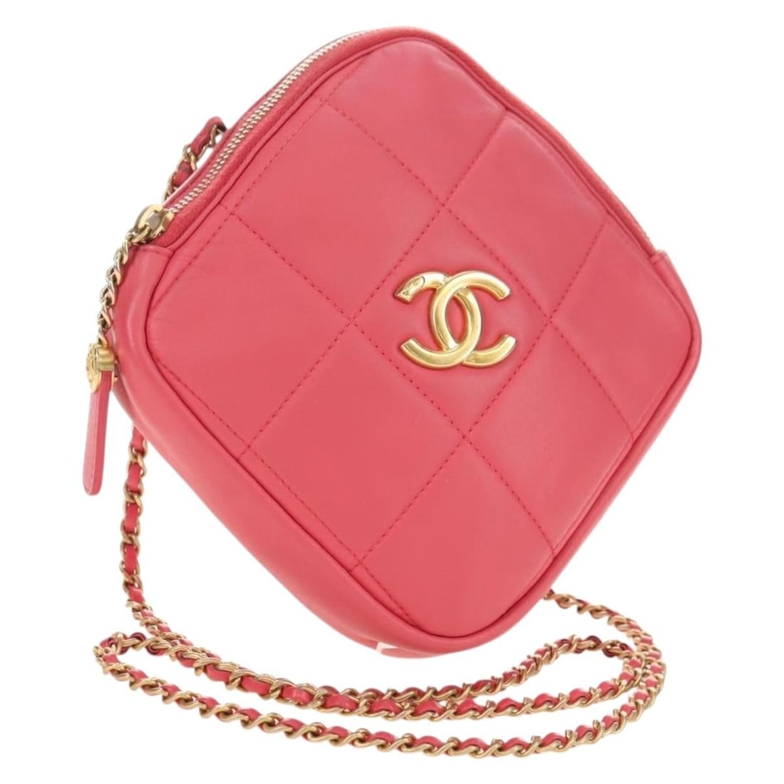 CHANEL Matelasse Lamb Skin Shoulder Bag Pink with Dust Bag Card: CHANEL Matelasse Lamb Skin Shoulder Bag Pink with Dust Bag Card Chanel matelasse shoulder bag in pink lamb skin with gold-tone CC detailing. Made in Italy, this women's shoulder bag includes a dust ba