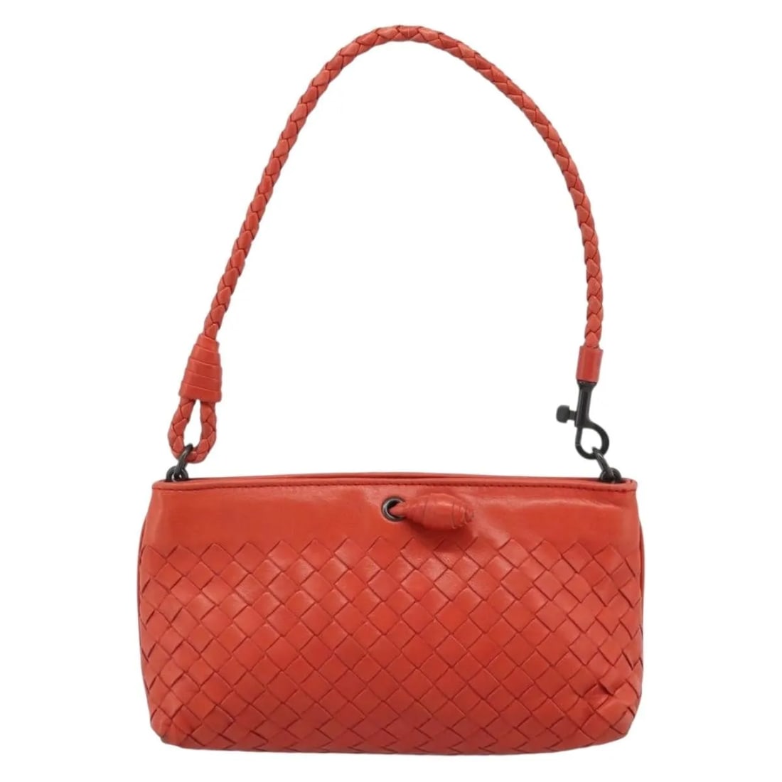 Bottega Veneta Zip Clutch red leather intrecciato snakeskin accent (1 of 18)