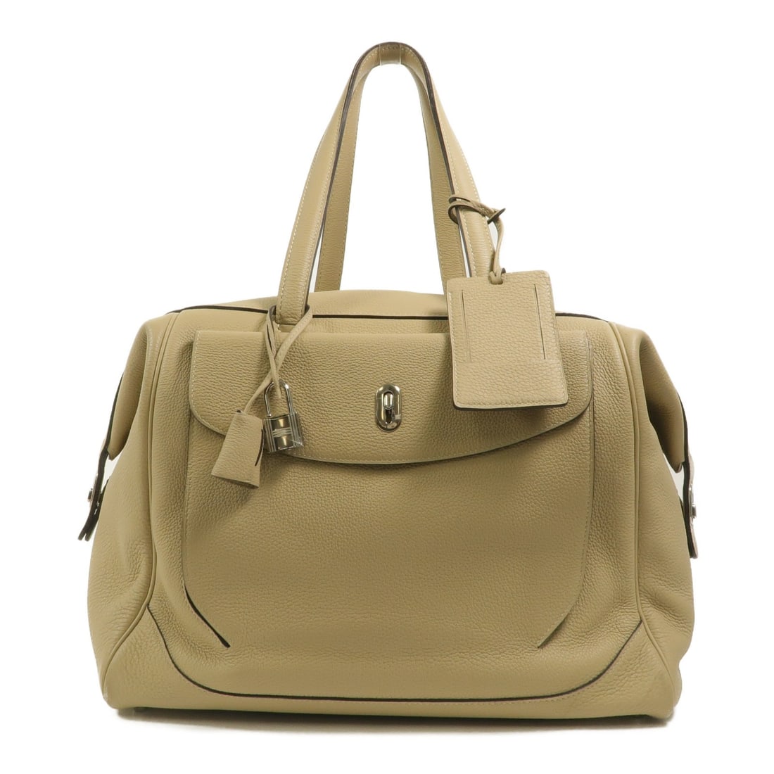 Hermes Wallago Cabine 35 Taurillon Clemence Shoulder Bag Trench PHW: Hermes Wallago Cabine 35 Taurillon Clemence Shoulder Bag Trench PHW Hermes PHW Wallago Cabine 35 shoulder bag in Trench and Beige, made from Taurillon Clemence and calfskin (cowhide). It is a women's 